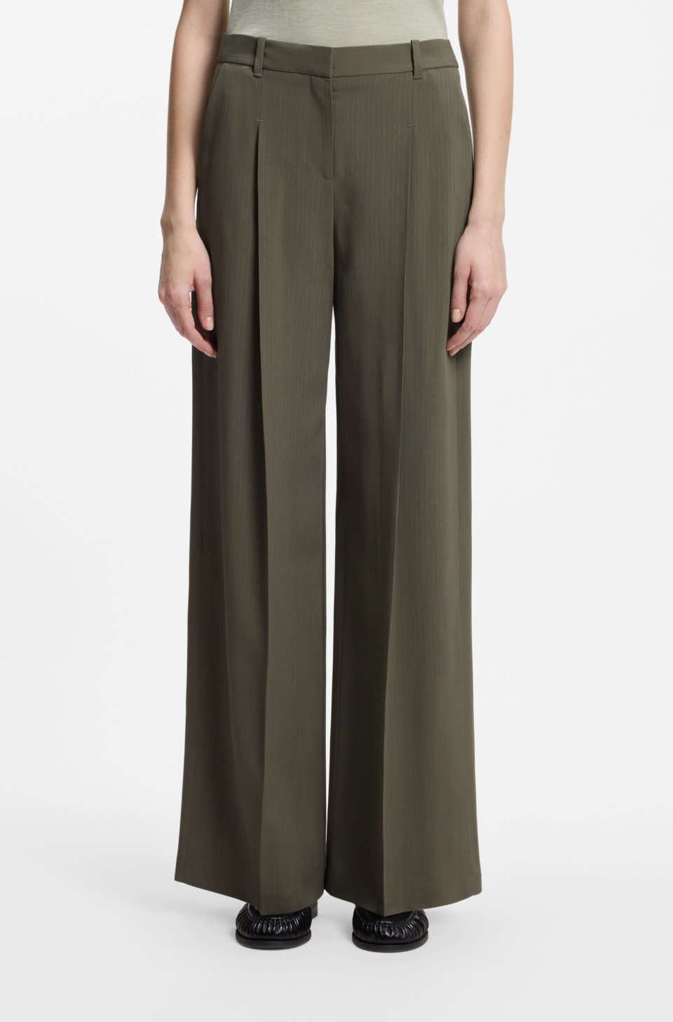 Regular-fit trousers in pinstripe stretch crepe