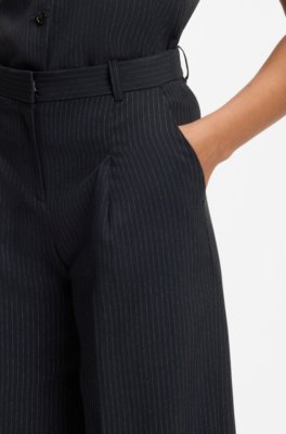 Boss Regular-fit trousers in pinstripe stretch crepe kostymbyxor dam – bild 3