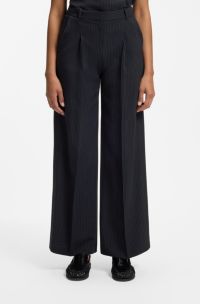 Regular-fit trousers in pinstripe stretch crepe, Black Patterned