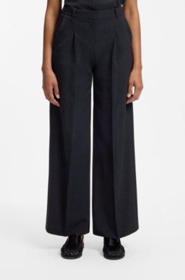 Regular-fit trousers in pinstripe stretch crepe