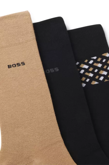 Gift-boxed three-pack of regular-length socks