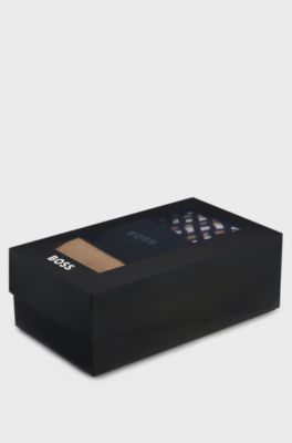 Gift-boxed three-pack of regular-length socks, Black / Beige