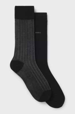Two-pack of vanis&eacute; rib socks in a mercerised cotton blend, Black / Grey