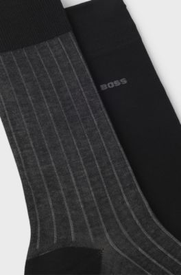 Two-pack of vanis&eacute; rib socks in a mercerised cotton blend, Black / Grey