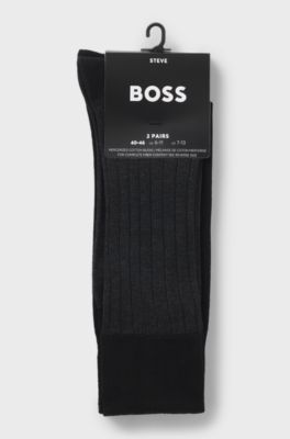 Two-pack of vanis&eacute; rib socks in a mercerised cotton blend, Black / Grey