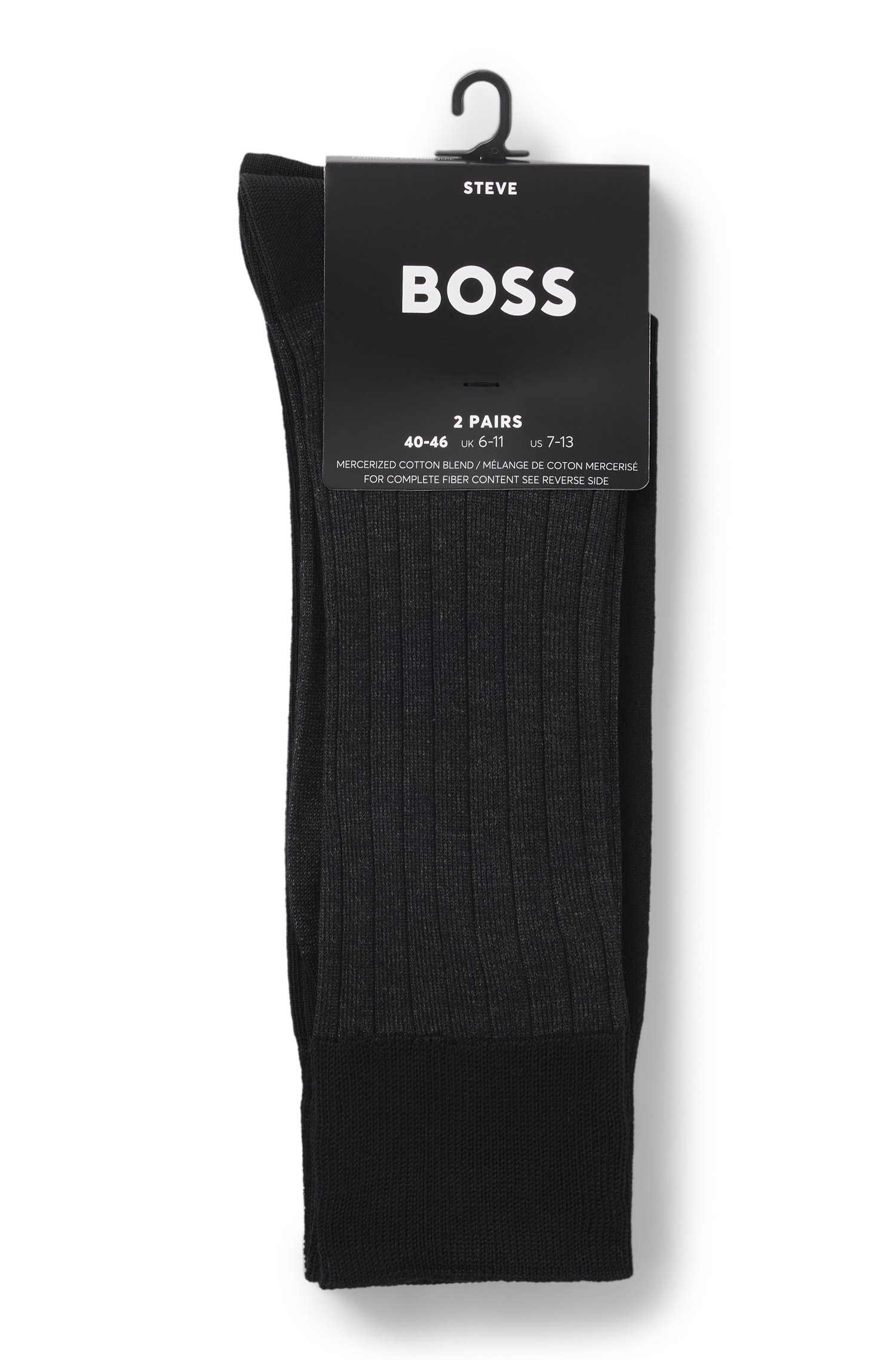 Boss Two-pack of vanisé rib socks in a mercerised cotton blend manschettknappar & slipsnålar herr – bild 2