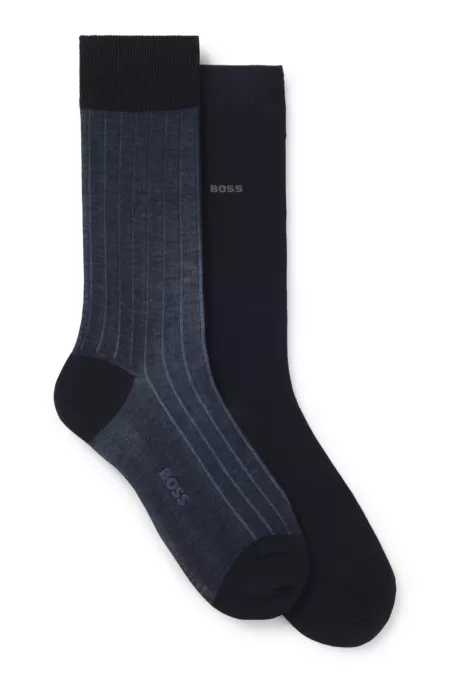 Lot de deux paires de chaussettes côtelées vanisées en coton mélangé mercerisé