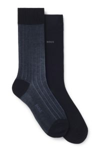 Two-pack of vanis&eacute; rib socks in a mercerised cotton blend, Blue