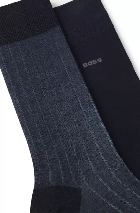 Lot de deux paires de chaussettes côtelées vanisées en coton mélangé mercerisé
