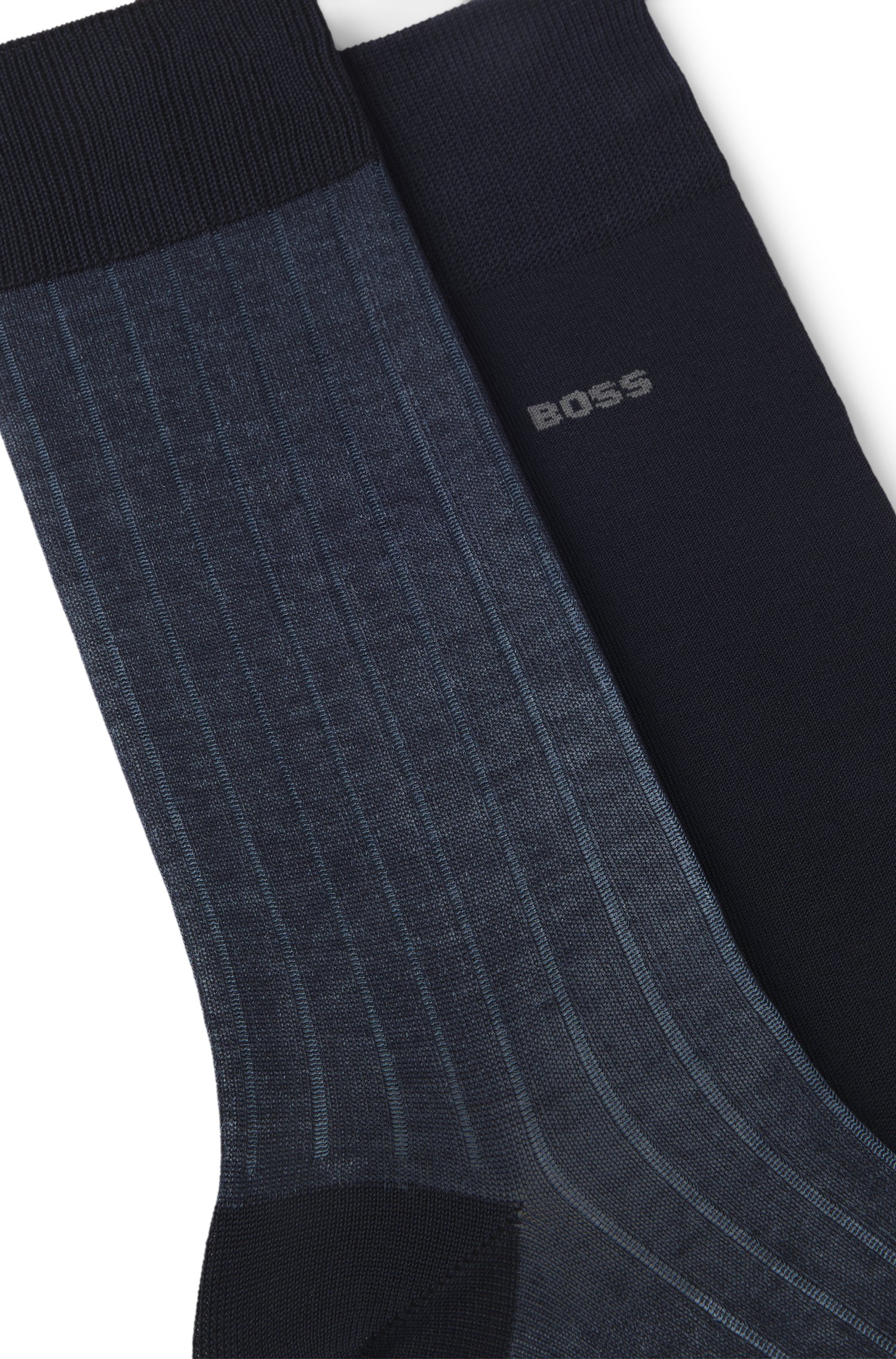 Boss Two-pack of vanisé rib socks in a mercerised cotton blend skärp & hängslen herr – bild 4