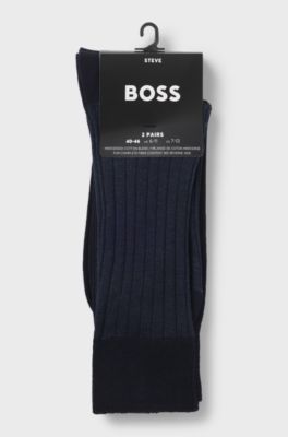 Two-pack of vanis&eacute; rib socks in a mercerised cotton blend, Blue