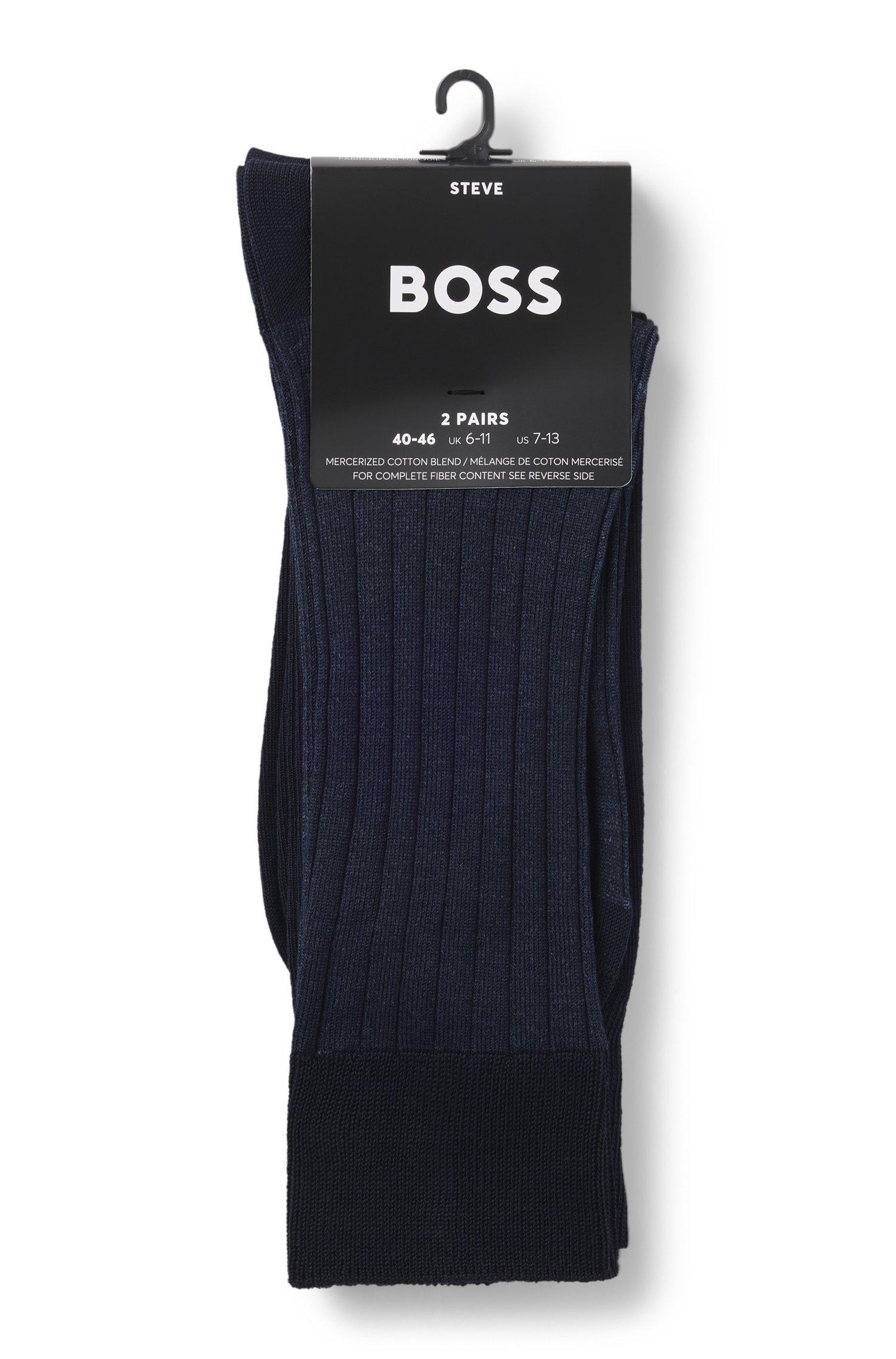 Boss Two-pack of vanisé rib socks in a mercerised cotton blend skärp & hängslen herr – bild 2