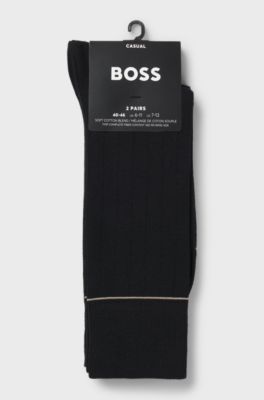 Two-pack of ribbed socks with signature-stripe details, Black