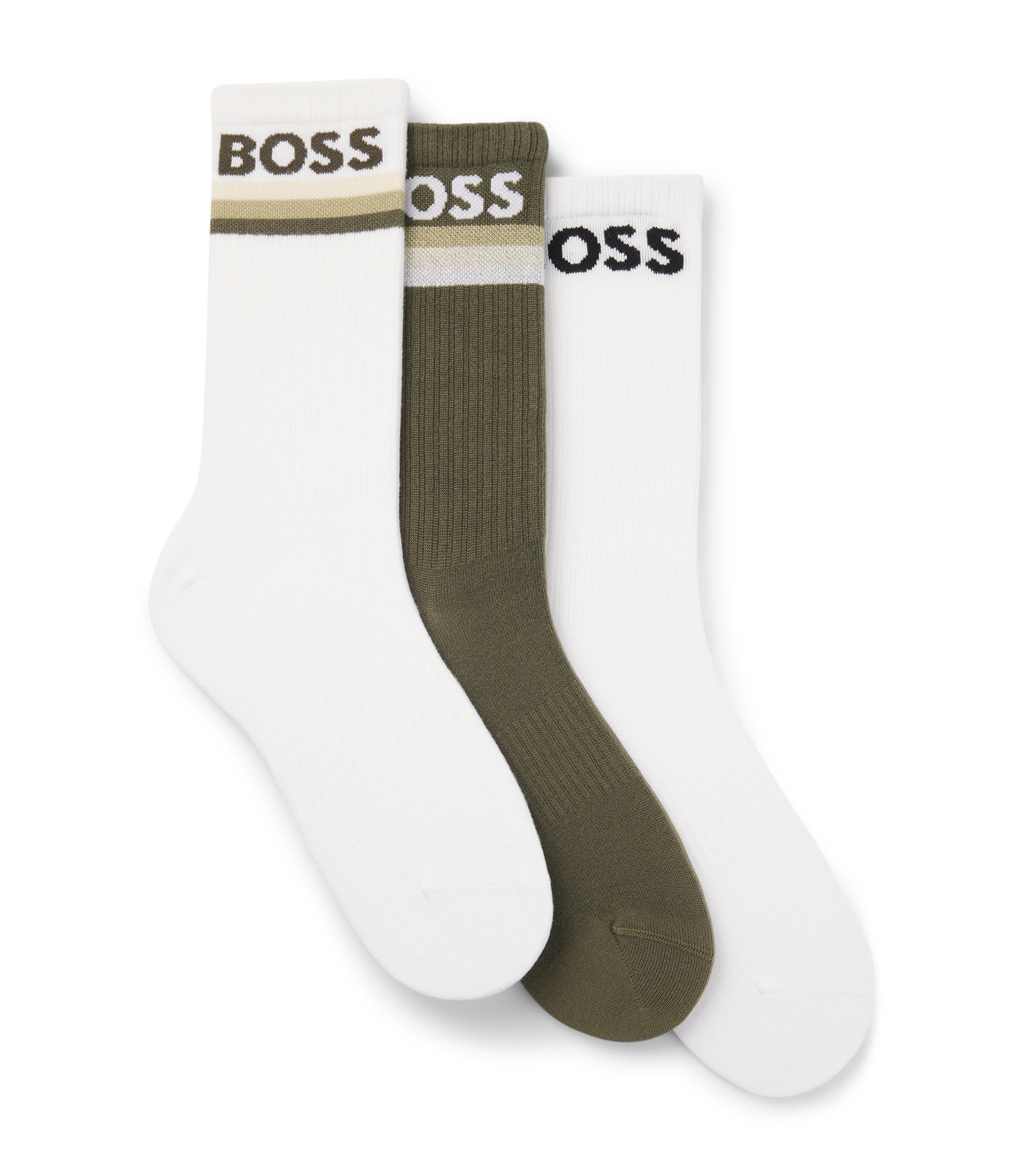 Calzini Corti Uomo BOSS 3P QS Rib Stripe CC - Confezione Da 3 Paia, Natural101, Design Moderno, Qualità Alta - 5