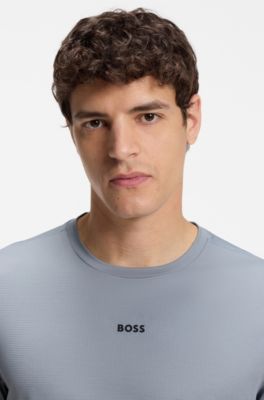 Slim-fit performance T-shirt with logo, Grey