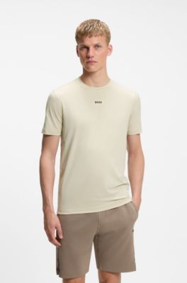 Slim-fit performance T-shirt with logo, Light Beige