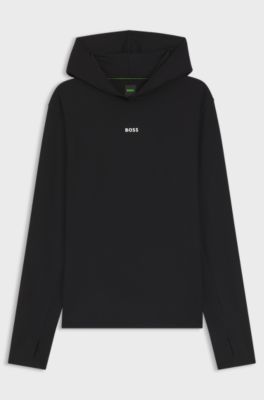 Active hoodie with thumbholes and moisture management, Black