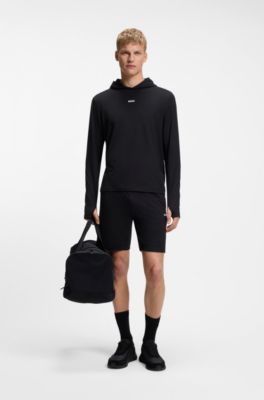 Active hoodie with thumbholes and moisture management, Black