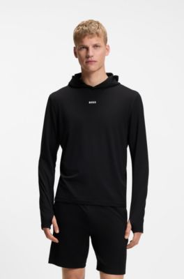 Active hoodie with thumbholes and moisture management, Black