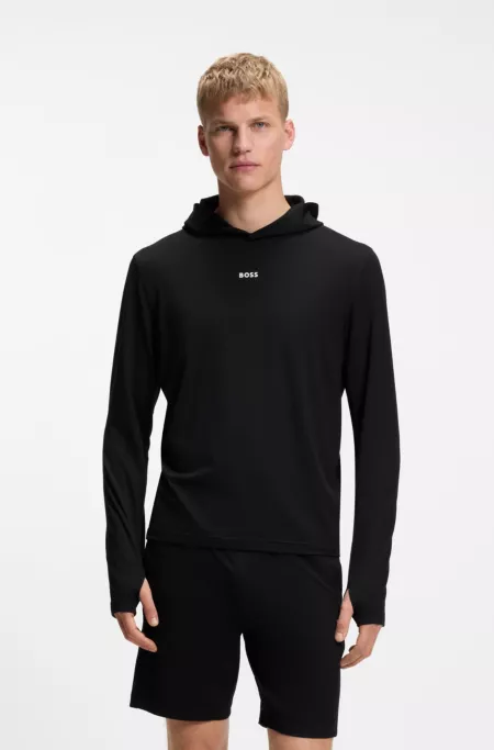 Active hoodie with thumbholes and moisture management