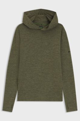 Active hoodie with thumbholes and moisture management, Olive