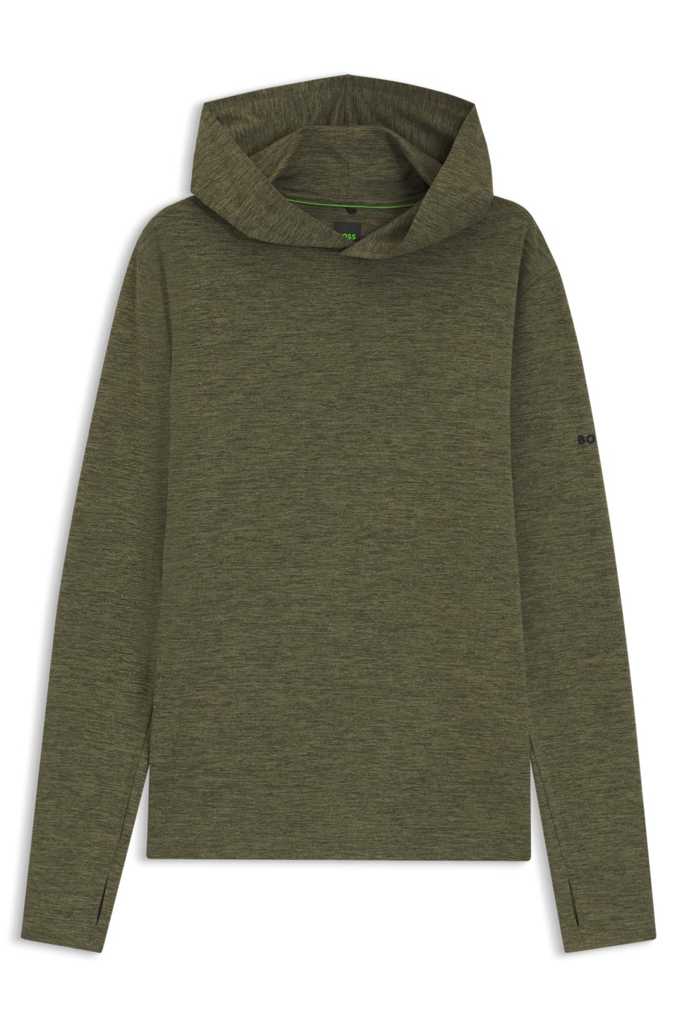 Active hoodie with thumbholes and moisture management
