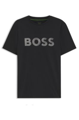 Active slim-fit logo T-shirt with moisture management, Black