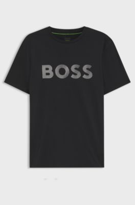 Active T-shirt slim fit con logo e sistema di gestione dell'umidit&agrave;, Nero