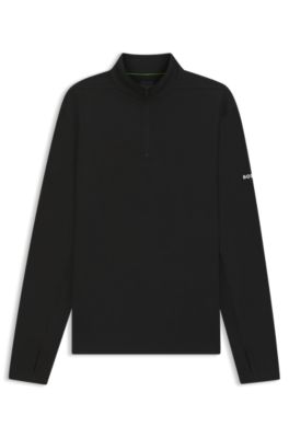 Active quarter-zip sweatshirt with moisture management, Black
