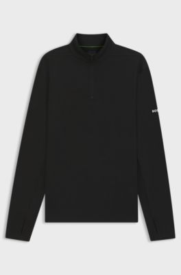 Active quarter-zip sweatshirt with moisture management, Black