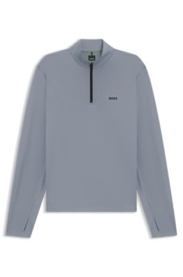 BOSS - Active quarter-zip sweatshirt with moisture management - Grey