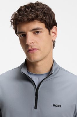 Active quarter-zip sweatshirt with moisture management, Grey