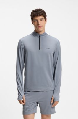 Active quarter-zip sweatshirt with moisture management, Grey