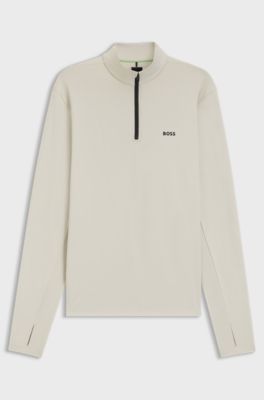 Active quarter-zip sweatshirt with moisture management, Light Beige
