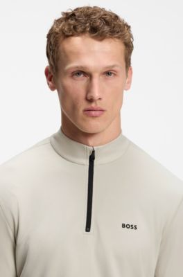Active quarter-zip sweatshirt with moisture management, Light Beige