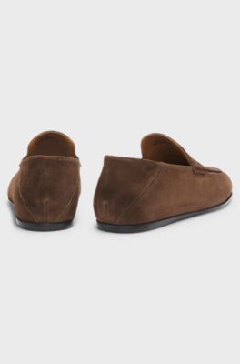 Pennyloafers i ruskind fra BOSS BY BECKHAM, M&oslash;rkebrun