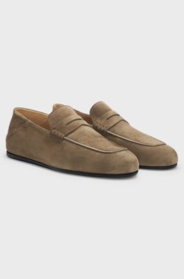 BOSS BY BECKHAM penny loafers in suede, Green