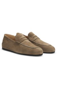 BOSS BY BECKHAM penny loafers in suede, Green