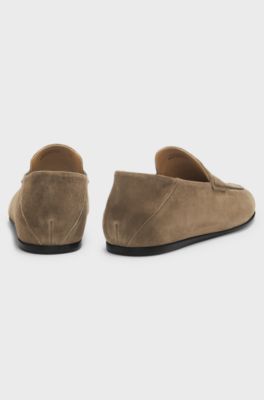 BOSS BY BECKHAM penny loafers in suede, Green