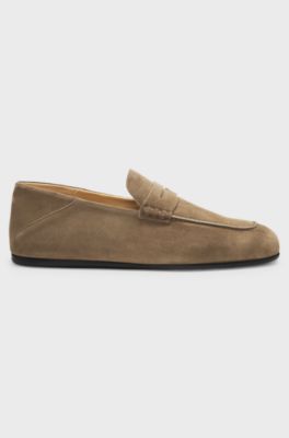 BOSS BY BECKHAM penny loafers in suede, Green