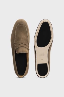 BOSS BY BECKHAM penny loafers in suede, Green