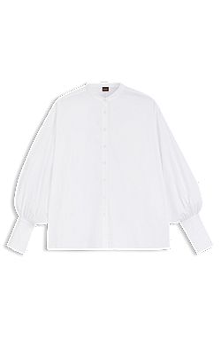 Regular-fit cotton-poplin shirt with kimono sleeves