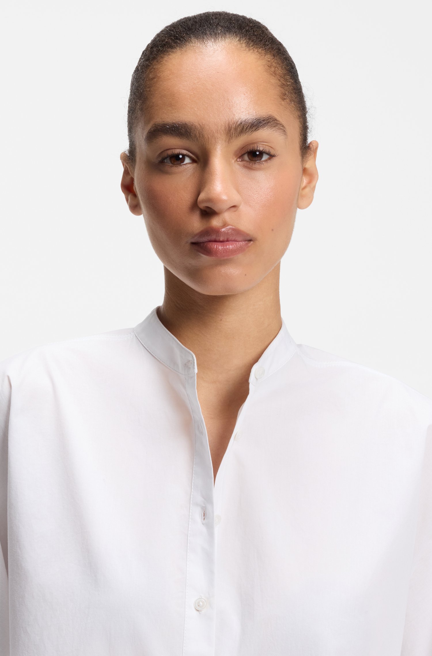 Boss Regular-fit cotton-poplin shirt with kimono sleeves skjortor & blusar dam – bild 3