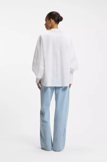 Regular-fit cotton-poplin shirt with kimono sleeves