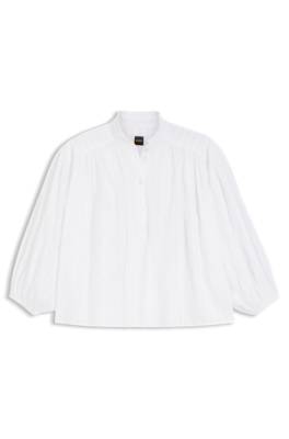 Relaxed-fit cotton blouse with balloon sleeves 1