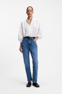 Boss Relaxed-fit cotton blouse with balloon sleeves blusar dam – bild 2