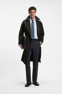Water-repellent trench coat in cotton twill, Black