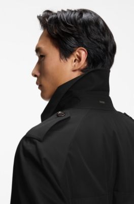 Water-repellent trench coat in cotton twill, Black