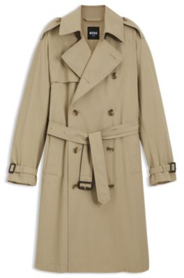 Water-repellent trench coat in cotton twill, Beige