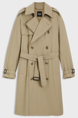 Water-repellent trench coat in cotton twill, Beige